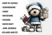 Whimsical Teddy Bear Christmas, a Transportation Illustration by SinaCreation (Thumbnail 3 of 7)
