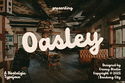 Oasley – Nostalgic Script Typeface, a Script Font by Creacy Studio (Thumbnail 1 of 9)