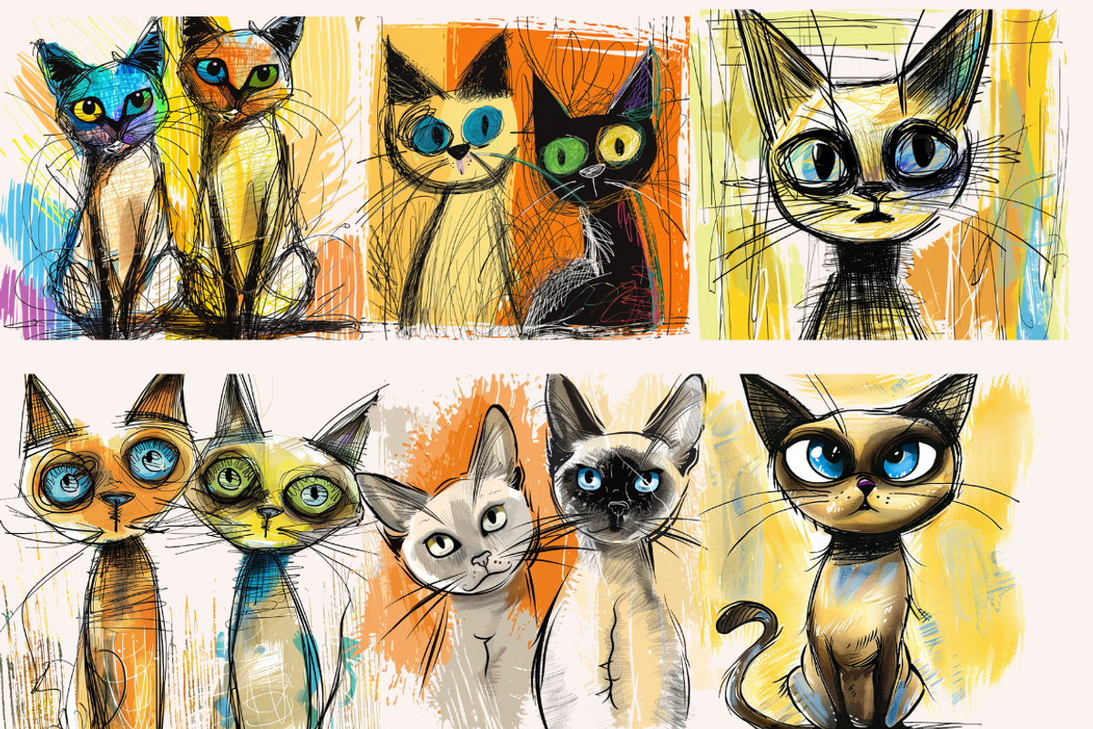 Cartoon Cats Ink Drawings, an Animal Illustration by PrintHaven Designs (Photo 6 of 8)