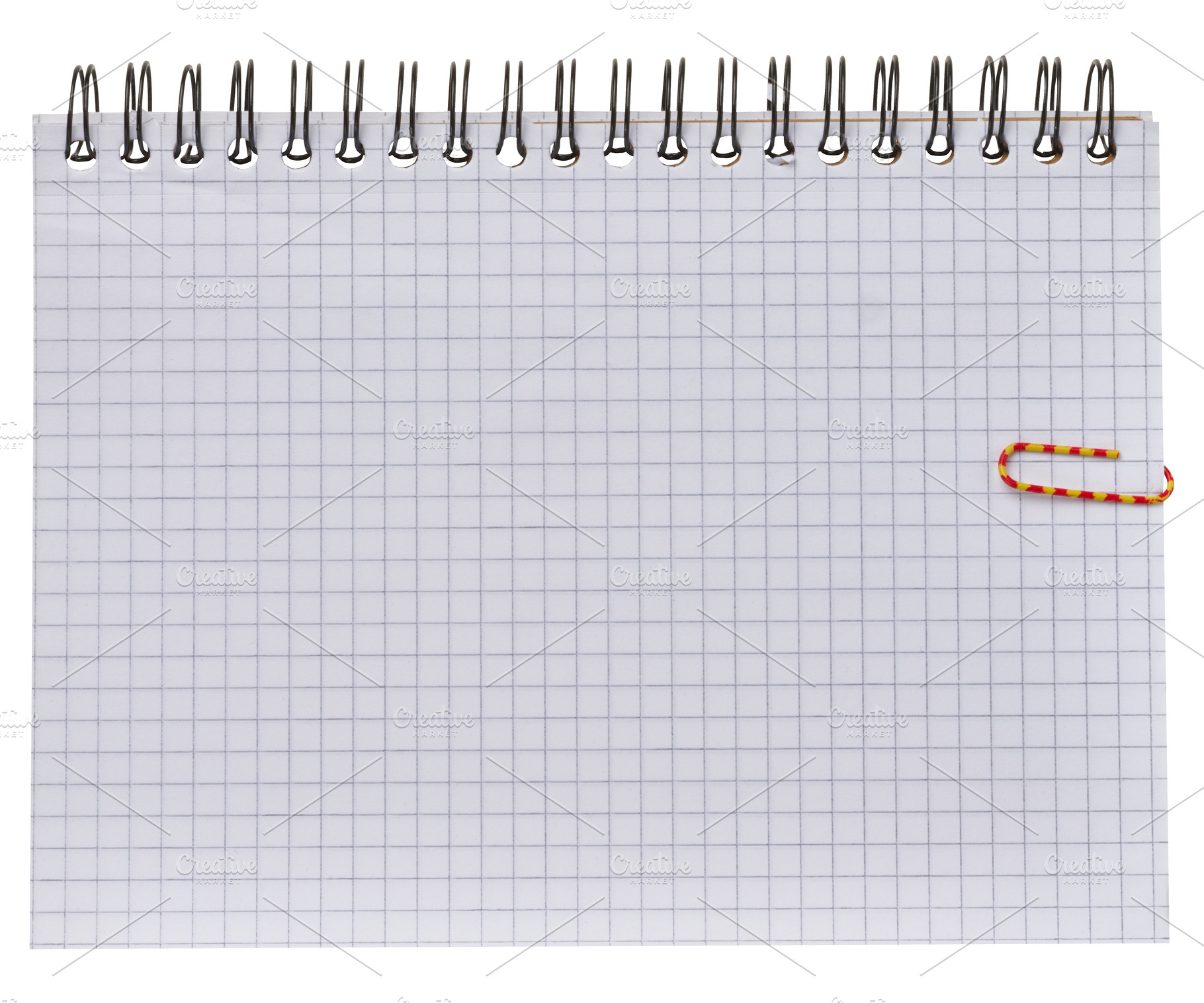 A sheet of squared paper from a spiral-bound notebook with a col, a Business Photo by ndanko