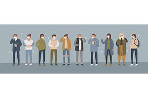 People wearing face masks, a Healthcare Illustration by Good Studio