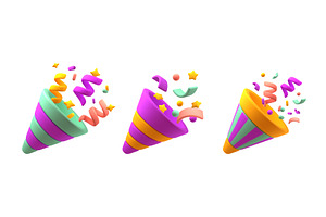 3d confetti popper. Colorful, an Object Illustration by YummyBuum