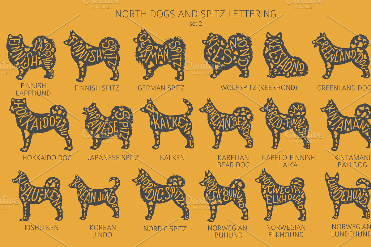 North breeds and Spitz Silhouettes, an Animal Illustration by pet design shop (Photo 5 of 10)