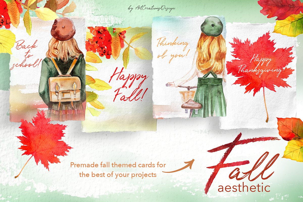 Hand-Painted Fall Aesthetic Clipart, a Seasonal Illustration by ArtCreationsDesign (Photo 5 of 16)