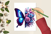 Butterfly Flowers Sublimation PNG, an Illustration by RobertsArt (Thumbnail 4 of 7)
