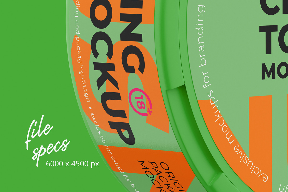 Snus Chewing Tobacco Can Mockup Side, a Packaging Mockup by easymock 2 (Photo 2 of 10)