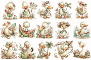 Whimsical Summer Goose Clipart, an Illustration by OK Design (Thumbnail 3 of 6)