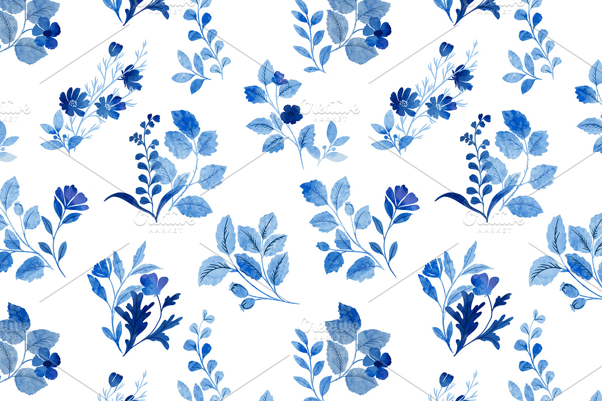 INDIGO Floral watercolor, a Decorative Illustration by MooBeer (Photo 4 of 6)