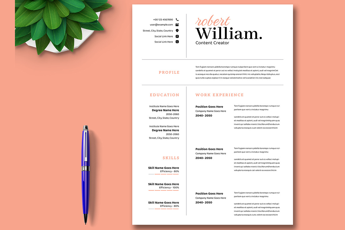 Minimal Resume Template, a Resume Template by ContestDesign (Photo 2 of 4)