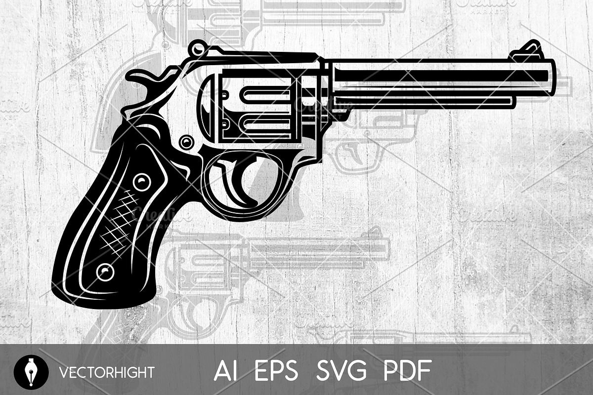 Set of revolvers on white bg, an Object Illustration by Vectorhight (Photo 5 of 5)