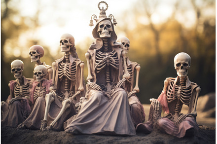 Skeletons cemetery risen. Generate, an Abstract Photo by Ylivdesign