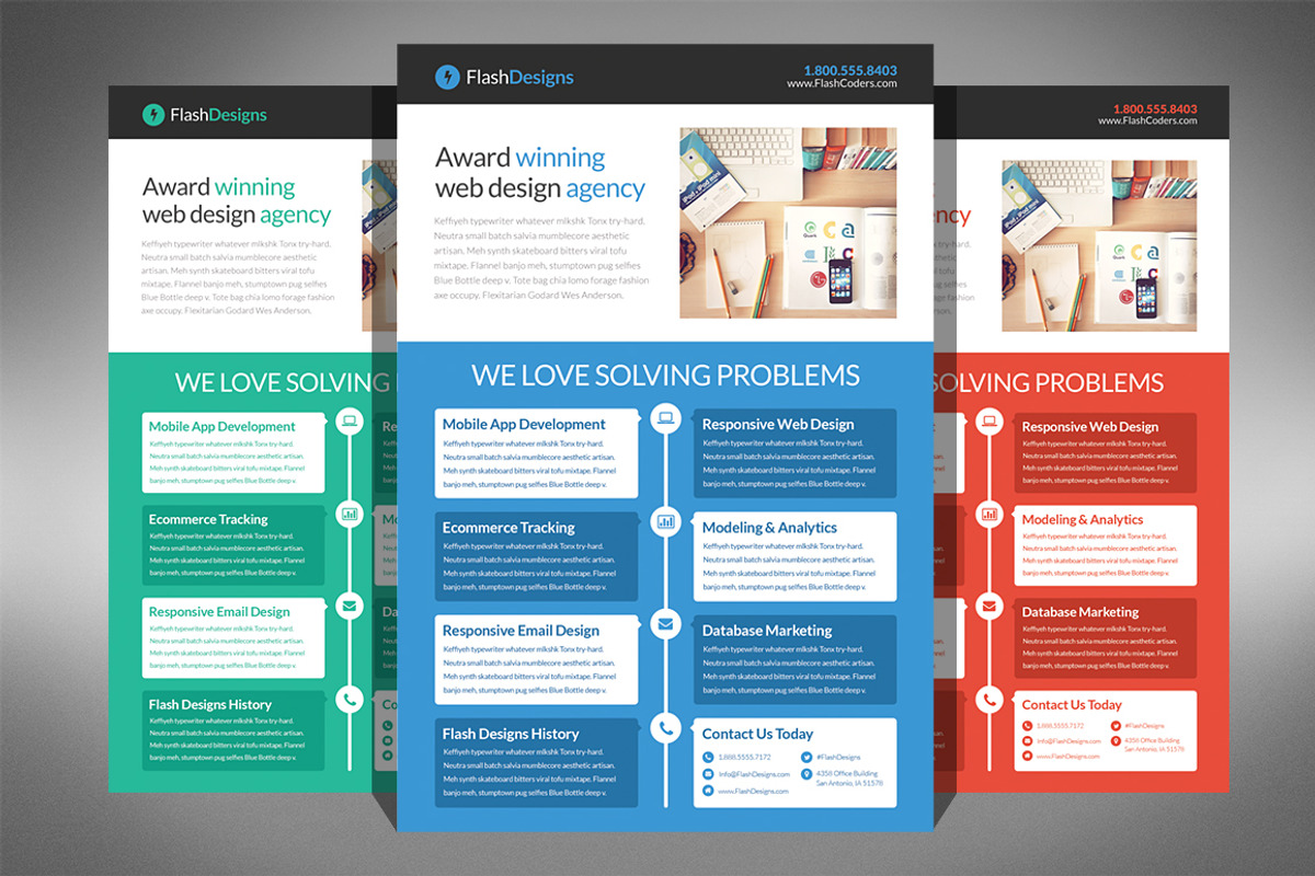 Flat Design Web Design Agency Flyer, a Flyer Template by Creativenauts (Photo 1 of 4)