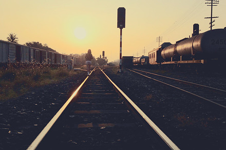 Train on the railway, vintage filter preview 6