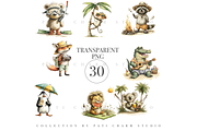 30 Summer Vacation Animal Clipart, an Animal Illustration by Pati Charm Studio (Thumbnail 3 of 8)