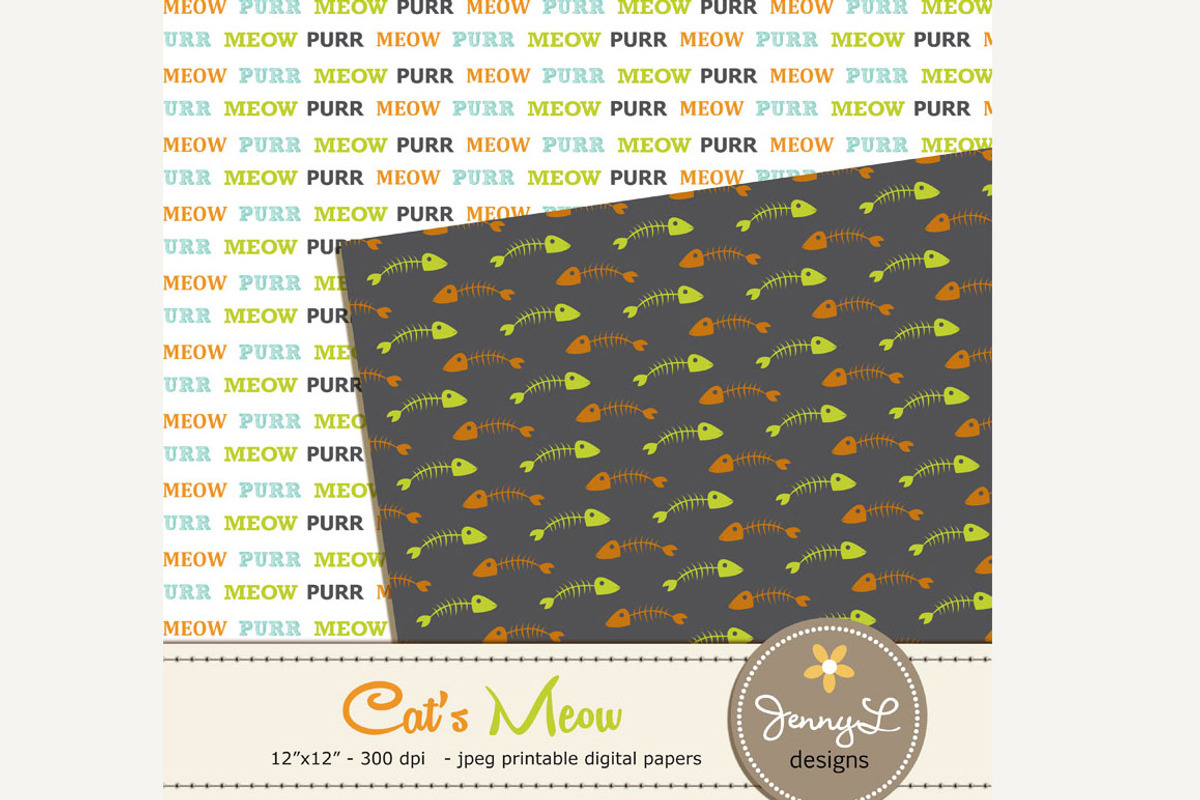 Cat's Meow Digital Paper & Clipart, a Pattern Graphic by JennyL Designs (Photo 2 of 4)