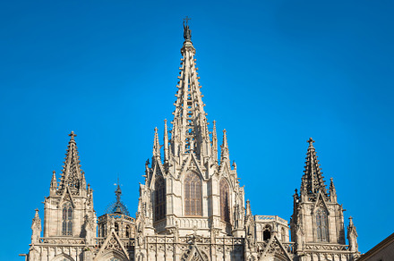 Facade of gothic cathedral featuring cathedral, barcelona, and spain, an Architecture Photo by Vapi