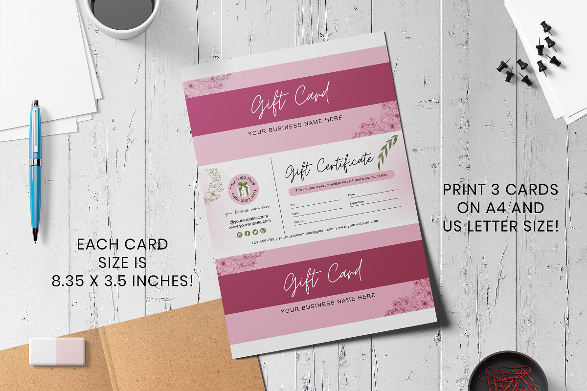 Minimal Gift Certificate Canva Temp, a Print Template by Snapybiz (Photo 7 of 9)