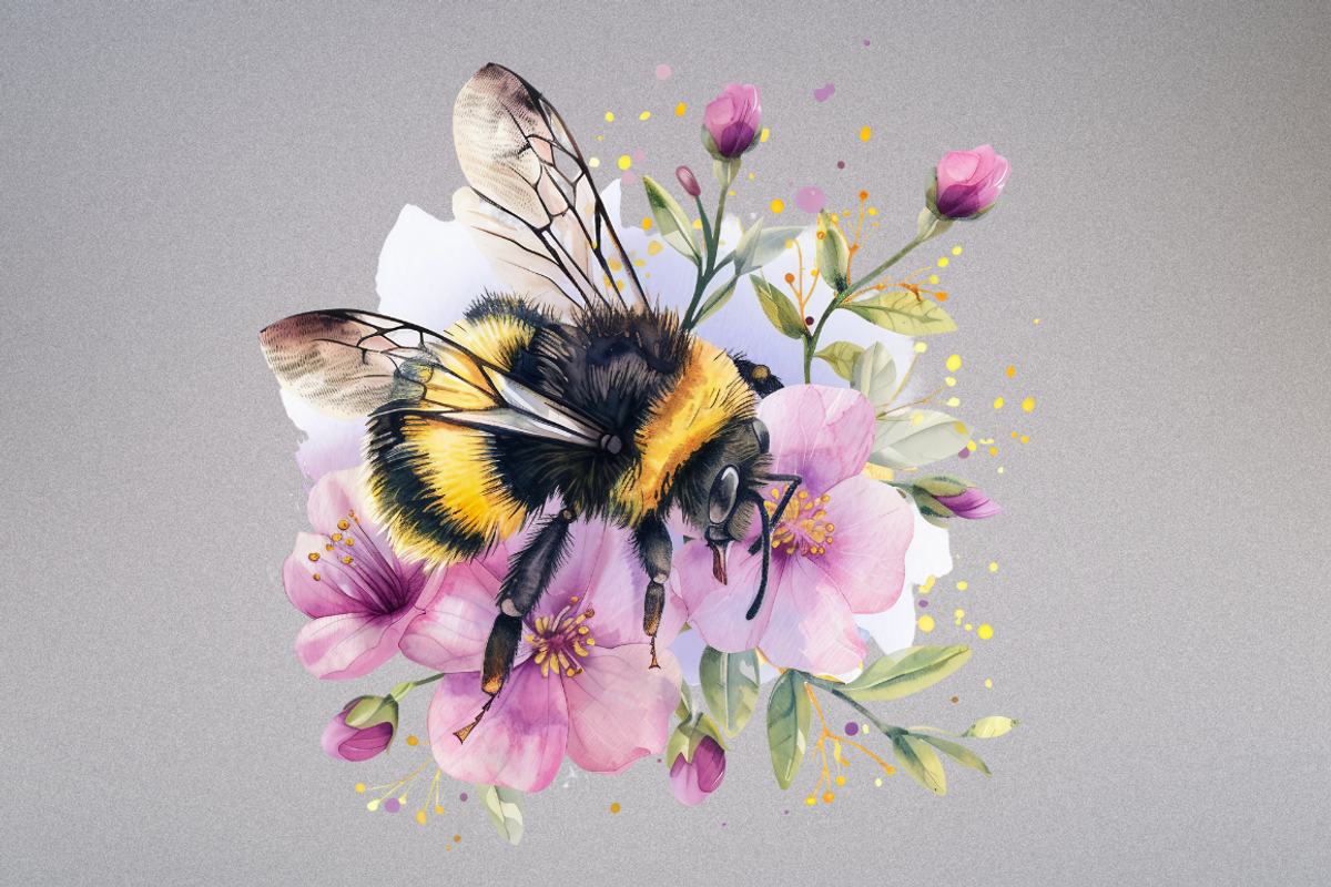 Watercolor Spring Bees and Flowers, an Animal Illustration by Mash Mash Stickers (Photo 9 of 9)