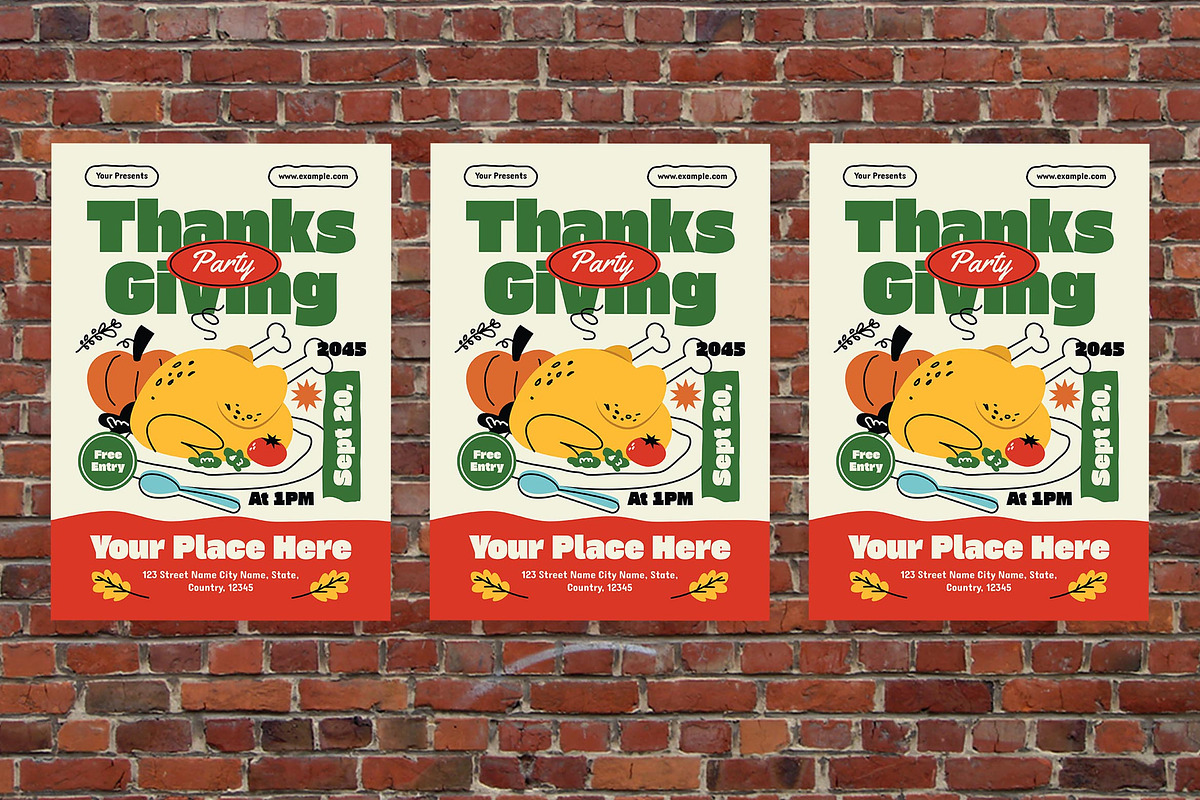 Yellow Thanksgiving Party Flyer Set, a Flyer Template by Aiyari Graphic (Photo 3 of 3)