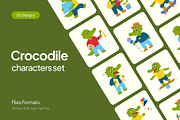 50 Crocodile Flat Characters, an Animal Illustration by Creative Stall (Thumbnail 1 of 11)