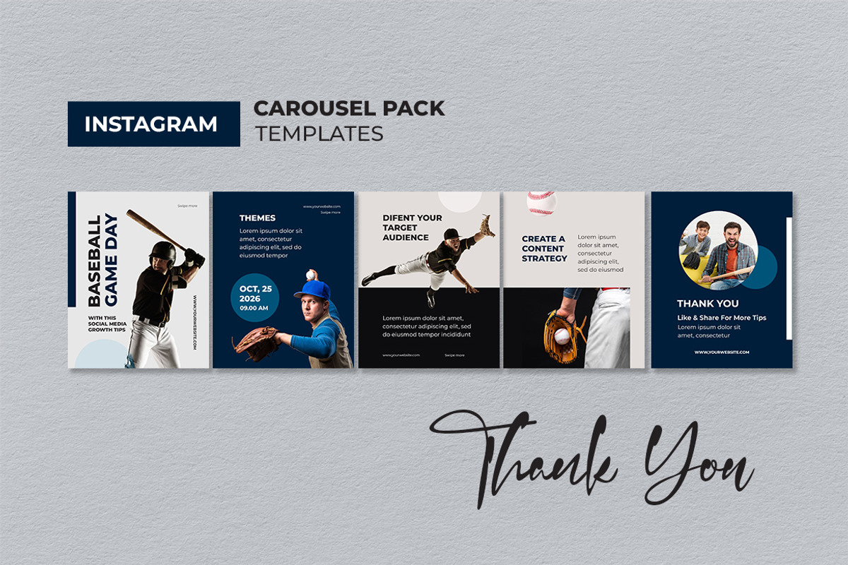 Blue Baseball Instagram Carousel, a Social Media Template by UICreative (Photo 3 of 4)