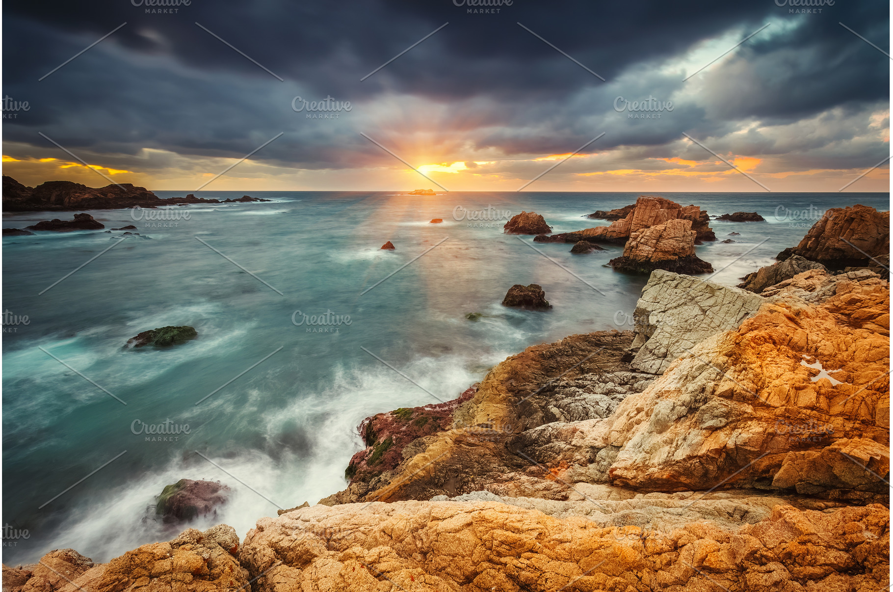 Big Sur rocks at sunset, a Nature Photo by sborisov