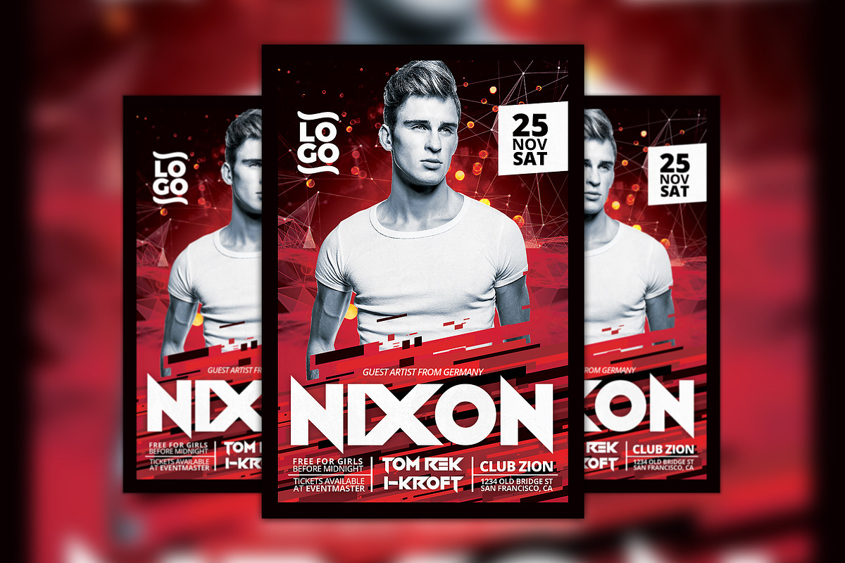 Electro House Club DJ Flyer Template, a Flyer Template by Flyermind