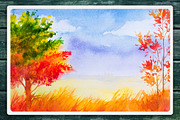 Autumn watercolor landscapes, an Illustration by AlexGreenArt (Thumbnail 7 of 11)