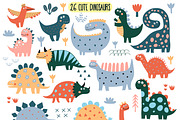 Cute Dinosaurs clipart set., an Animal Illustration by Kira Konoshenko (Thumbnail 2 of 12)
