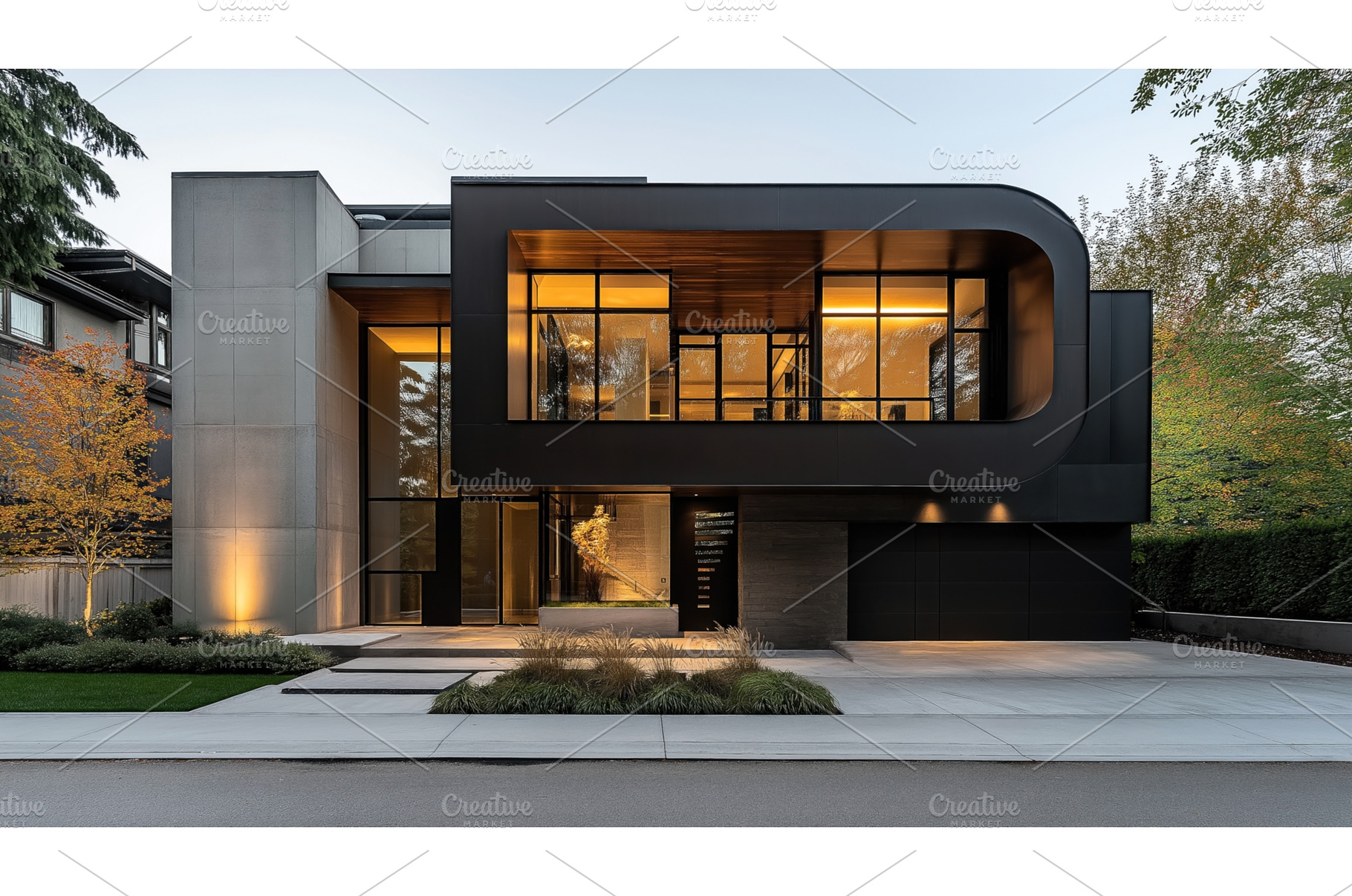 Modern architectural house with, an Architecture Photo by Sergey Kotenev