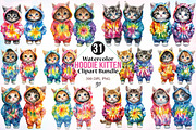 Watercolor Hoodie Kitten Clipart PNG, an Illustration by Canvas Craft (Thumbnail 1 of 4)