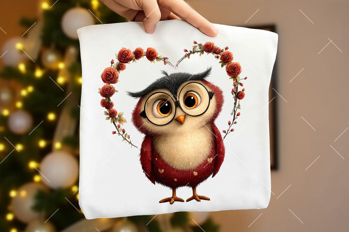 Whimsical Valentine Owl Clipart, an Illustration by OK Design (Photo 4 of 6)