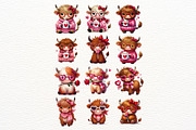 Valentine Highland Cow Clipart Set, an Animal Illustration by Nicolle's Colorful Art (Thumbnail 6 of 7)