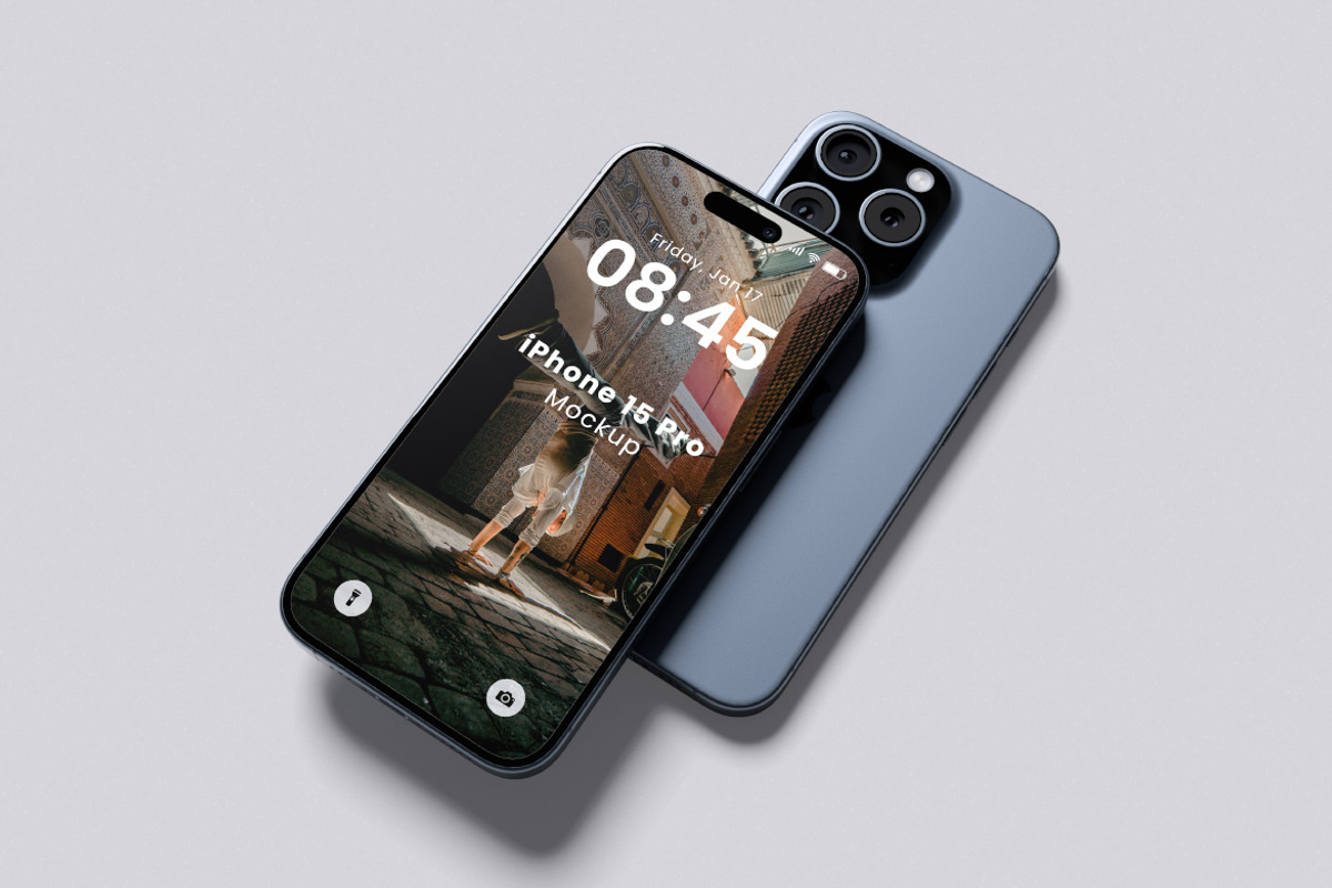 iPhone 15 Pro Mockup, an iPhone Mockup by Pikachudesign (Photo 5 of 5)