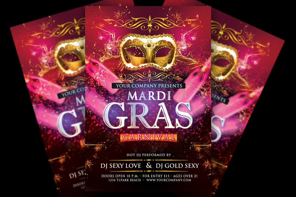 Mardi Gras Carnival Party Flyer, a Flyer Template by feydesign (Photo 2 of 2)