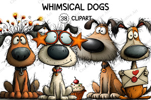 Whimsical Dogs Clipart Bundle, an Illustration by Creative Art