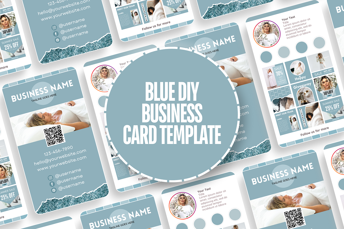 Business Card Template - Blue, a Business Card Template by SunshineStudioBoutique (Photo 2 of 9)