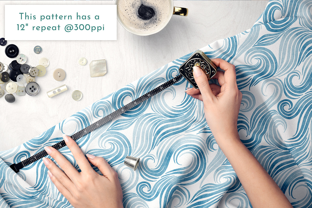 Ocean Waves Seamless Pattern, a Pattern Graphic by Rebecca Flaherty (Photo 2 of 3)