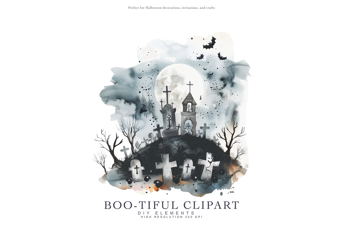 watercolor halloween clipart set, a Decorative Illustration by Patishop Art (Photo 4 of 6)