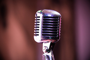 A old style retro microphone. Close