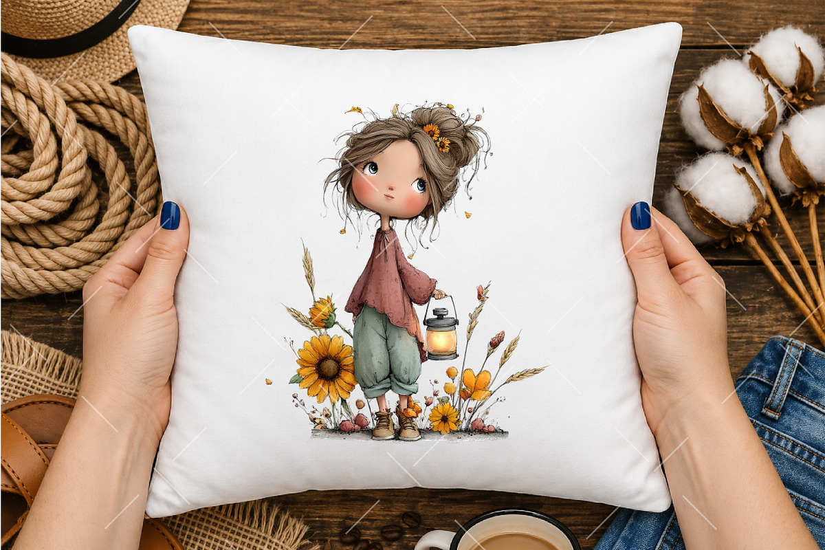 Whimsical Sunflower Girl Clipart, a Seasonal Illustration by OK Design (Photo 4 of 6)