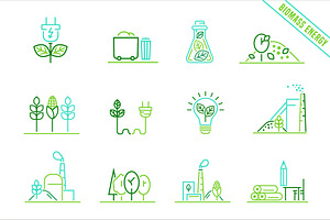 Biomass renewable energy signs colle, an Outline Icon by Anna's Shop