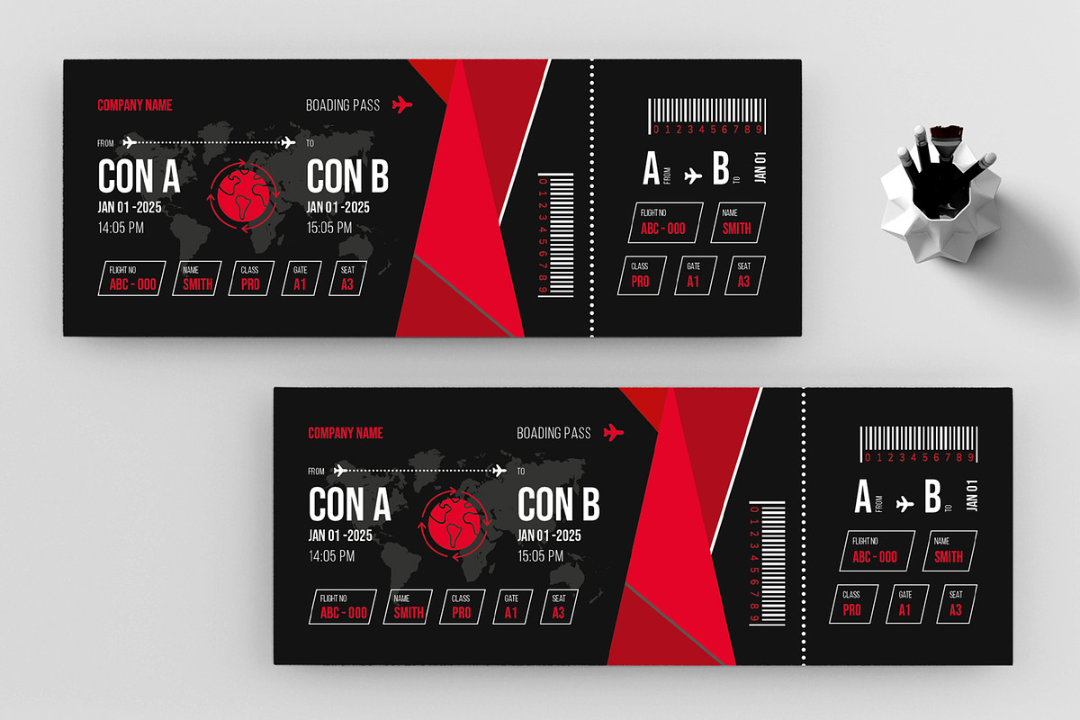 Boarding Pass Flight Ticket, a Stationery Template by ContestDesign (Photo 2 of 3)