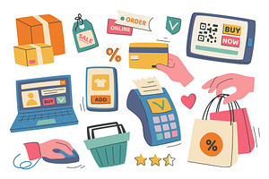 Online Shopping Set, a Finance Illustration by alexdndz