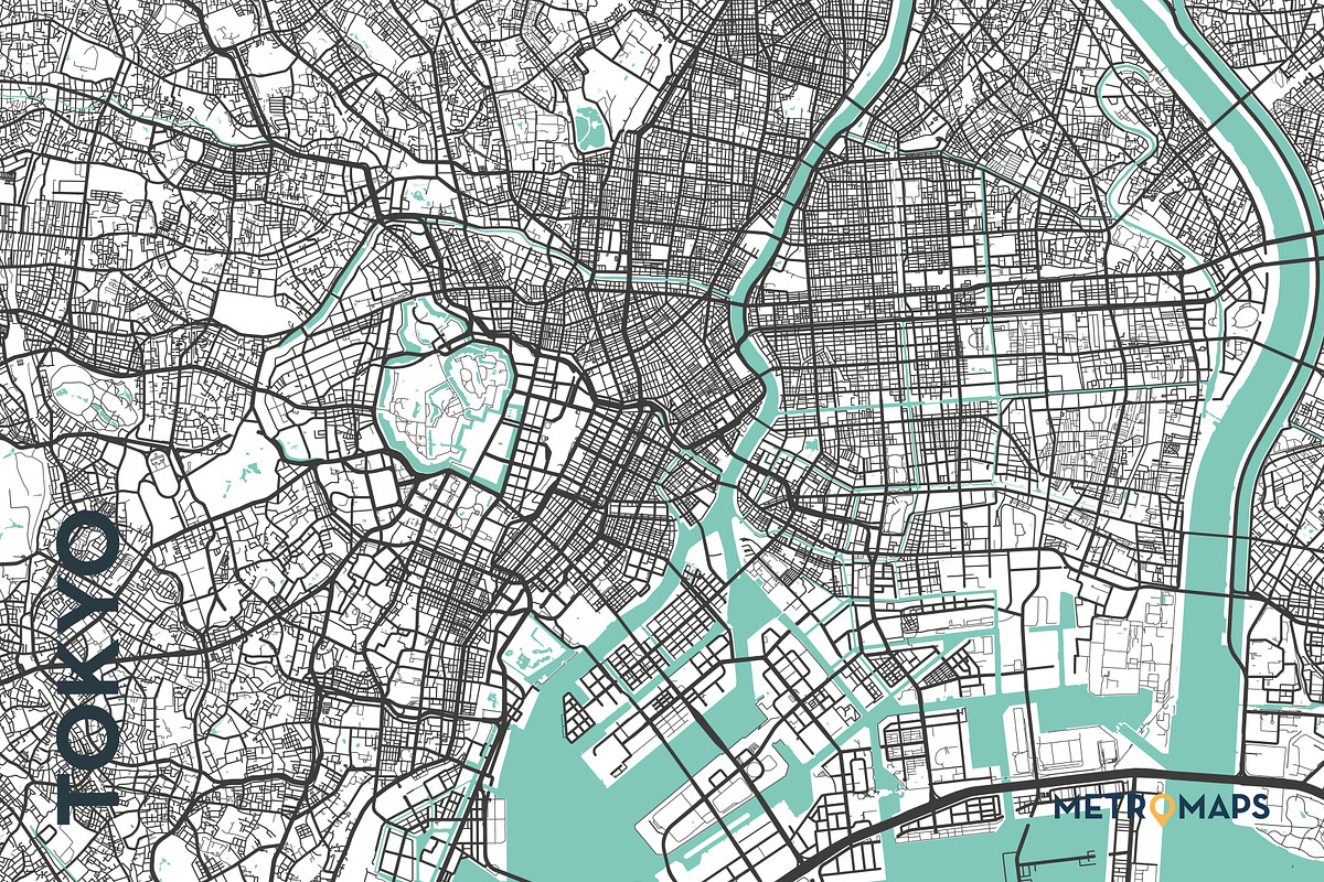 MAP SET - Black/Turquoise - 15 Maps, a Graphic by MetroMaps (Photo 15 of 16)