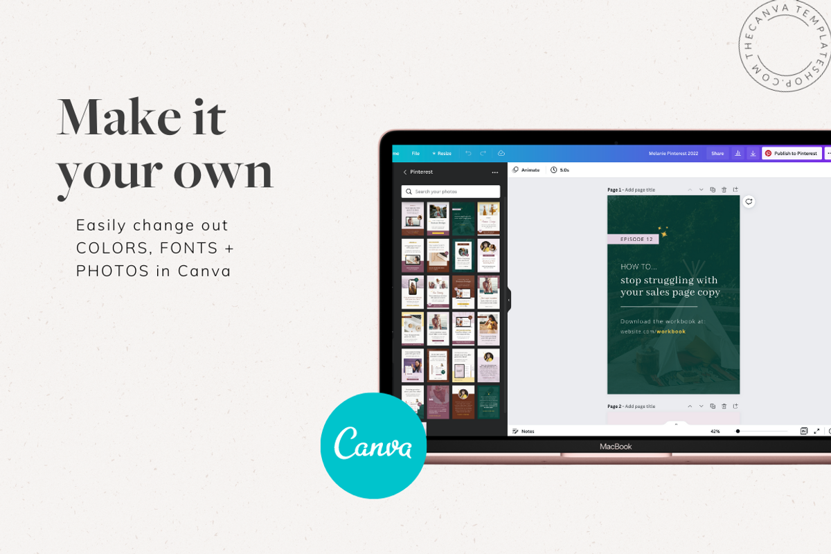 Melanie Blog/Pinterest Templates, a Social Media Template by The Canva Template Shop (Photo 2 of 8)