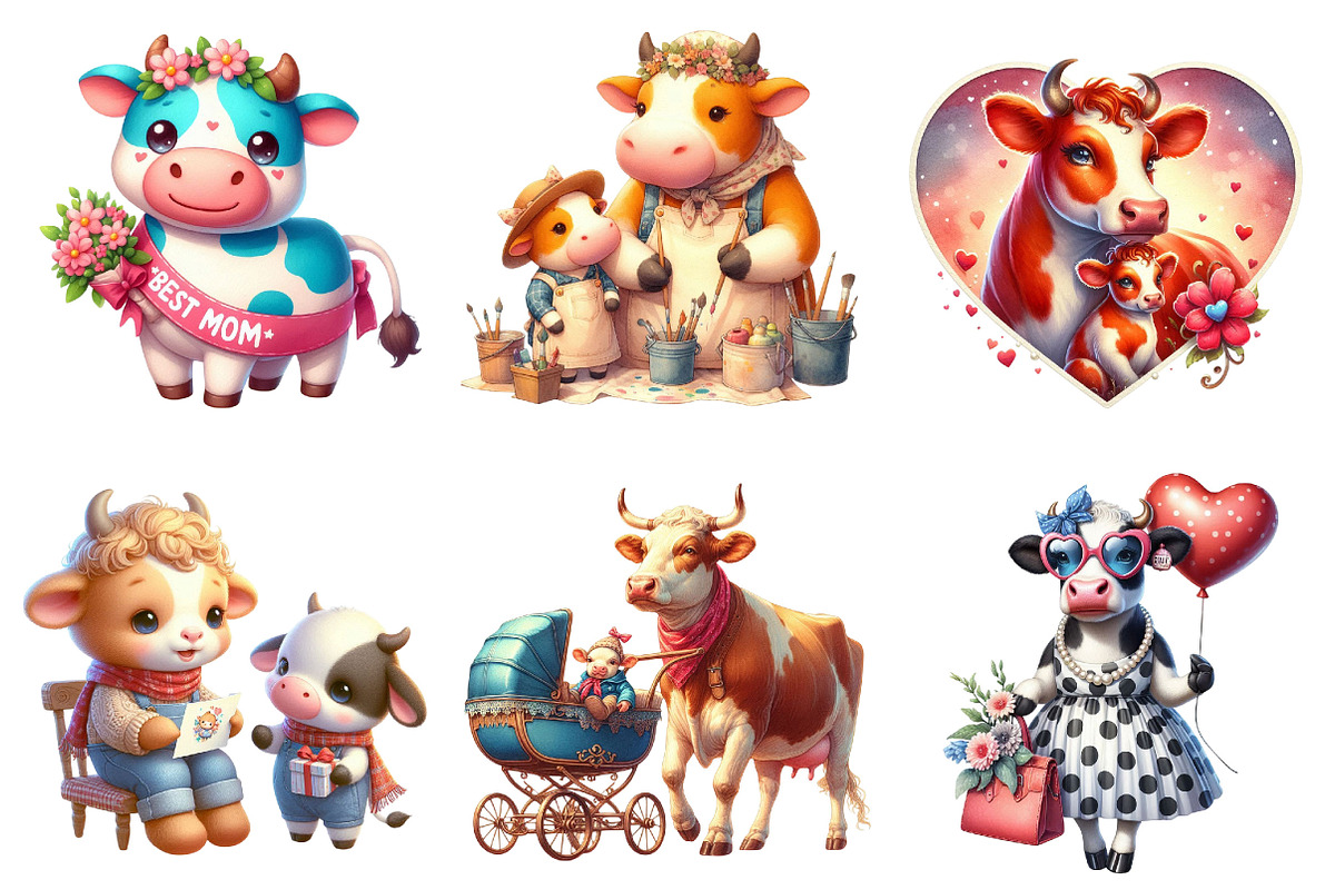 Cow Mother's Day Clipart., a Graphic by CitraGraphics (Photo 2 of 3)
