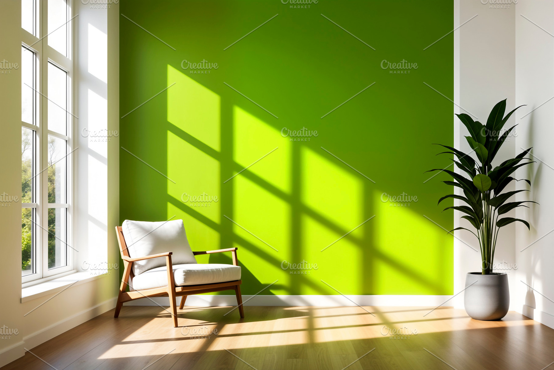 Modern living room with green, an Architecture Photo by rarrarorro
