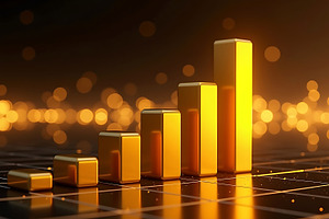 Golden growth chart financial succes, a Business Photo by Artonix