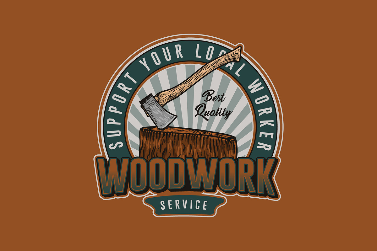 Emblems with equipment for woodwork, a Branding & Logo Template by Billah Hub